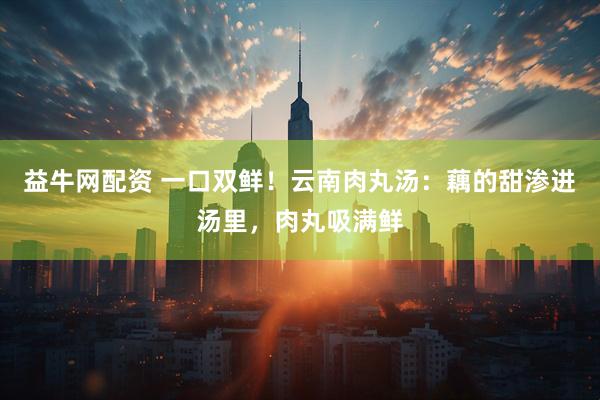 益牛网配资 一口双鲜！云南肉丸汤：藕的甜渗进汤里，肉丸吸满鲜